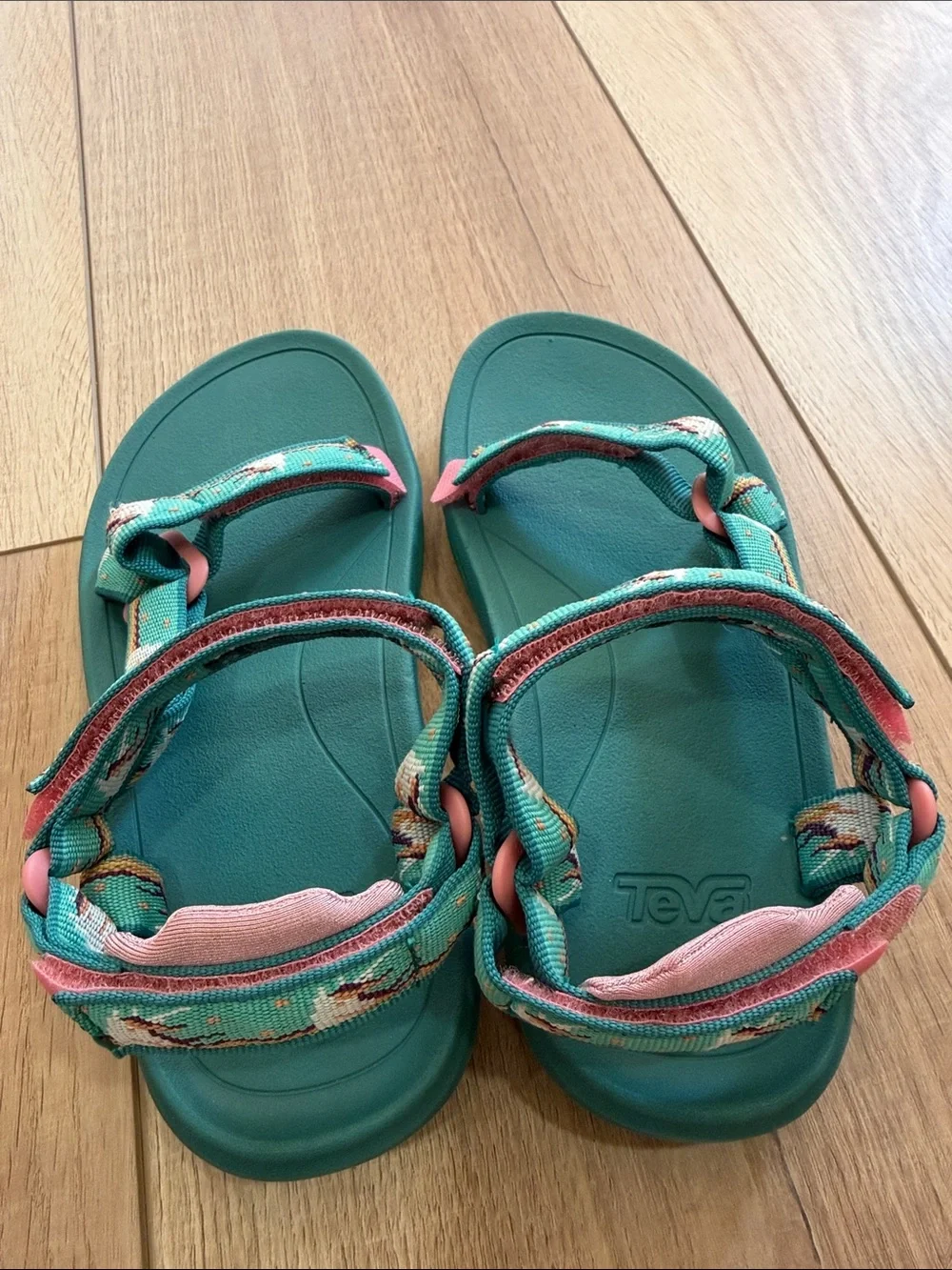 Teva Teal Sandals with Pink Accents